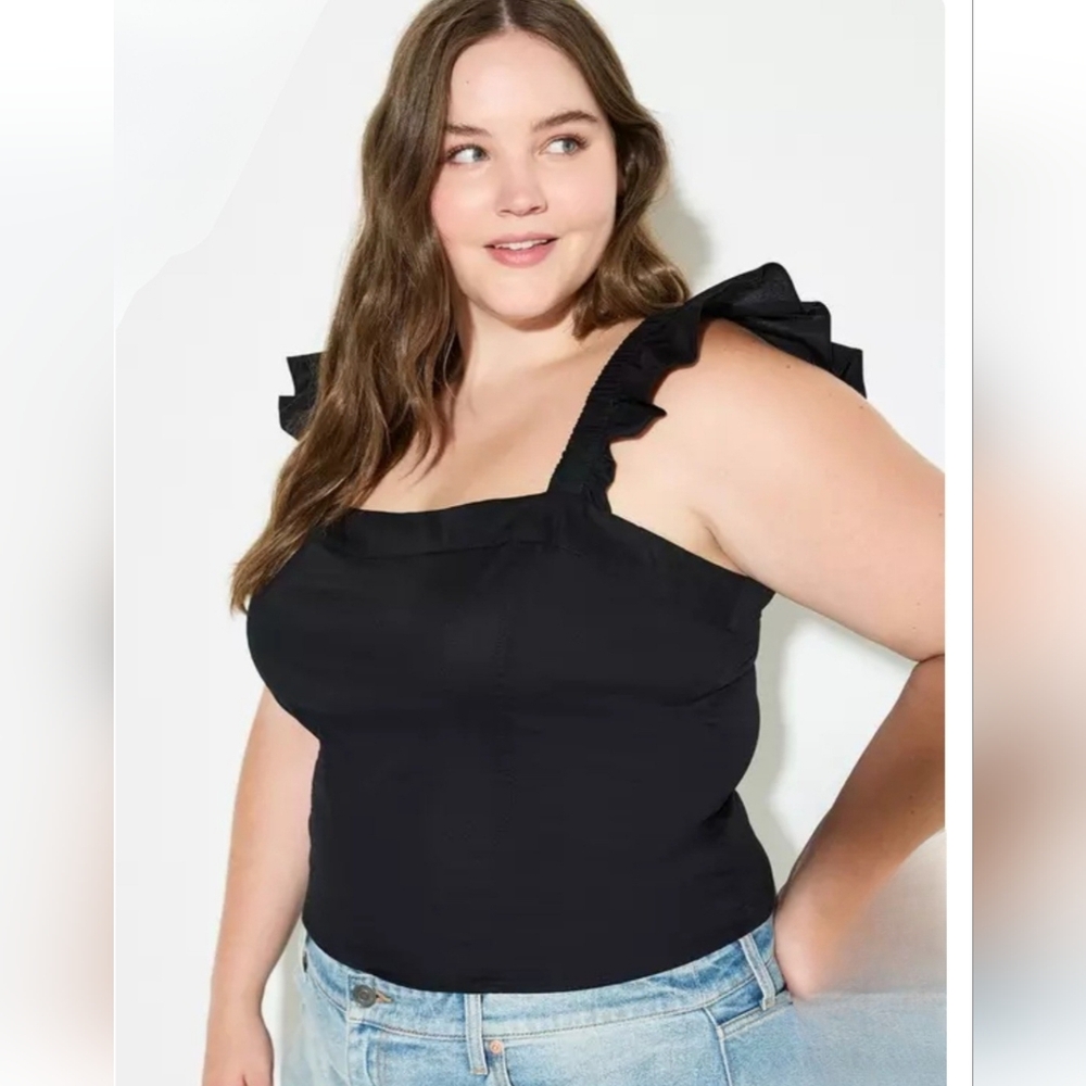 NWT Torrid 1 Flutter Sleeve Corset Top Black AD-2287
